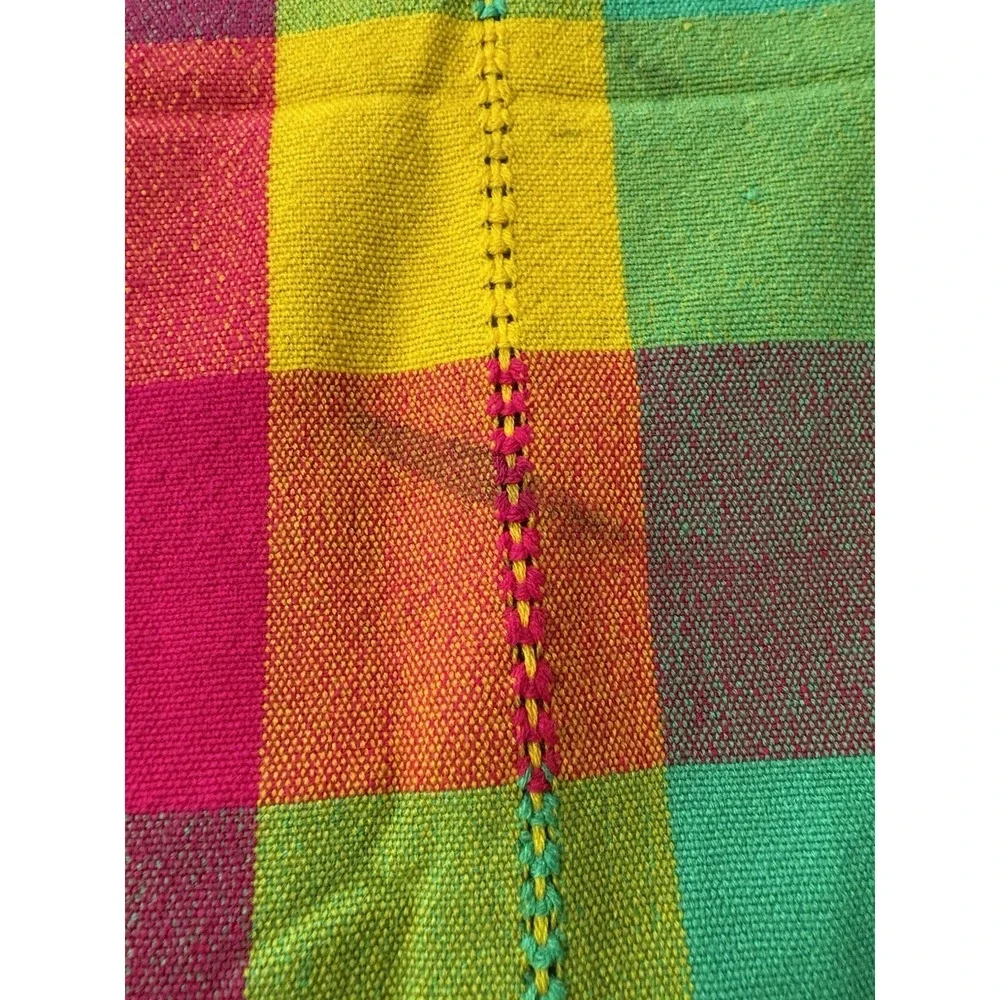 Vintage Bright Colored Checked Tablecloth 43
